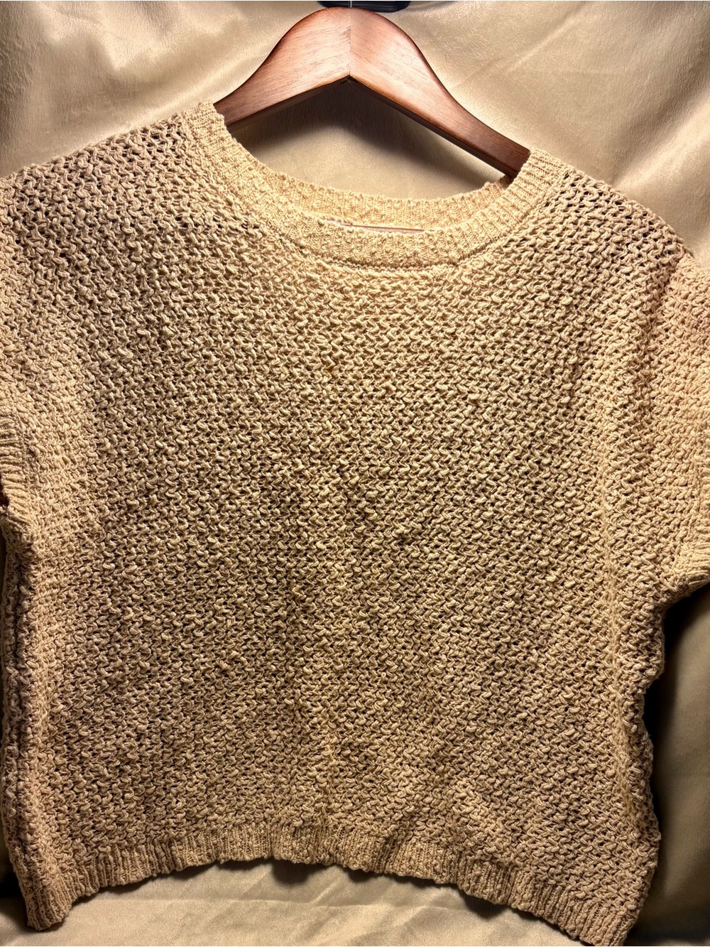 Workshop Republic Clothing Textured Crewneck Sweater in Beige